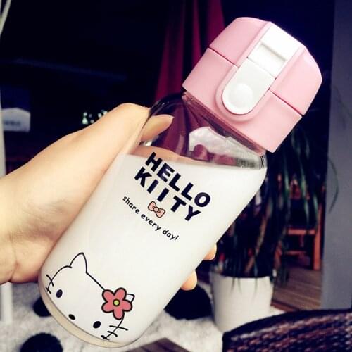 400ml Cute Kitty Cat Totoro Cat Glass Healthy friendly Summer Water Bottle best gift for your kids