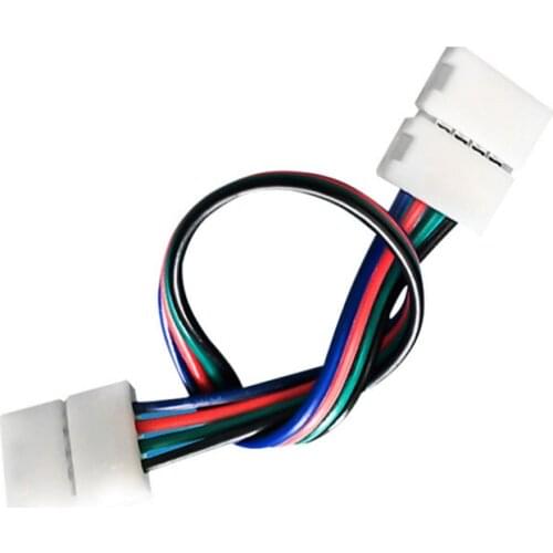 5pcs 4pin Colorful Light with Double Head RGB Double Head Connector for 5050 Led Strip Wire with PCB 10mm Line length 15cm