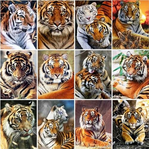 5D DIY Diamond Painting Tiger Full Drill Square Round Diamond Embroidery Cross Stitch Mosaic Animal Home Decoration