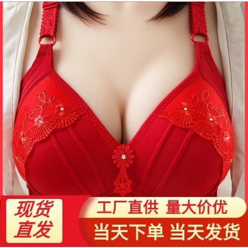 Large cup embroidered rimless bra with thin die cup adjustable underwear