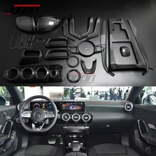 Car Interior Central Control Gear Panel Air Vent AC Trims For Benz A CLA Class W177 C118 A200 A35 A45 CLA200 CLA300 Real Carbon
