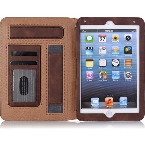 For iPad Mini 1 2 3 4 5 Case 7.9 inch Luxury PU Leather Smart Cover Horizontal Vertical Kickstand Card Holder Hold Belt Carrying
