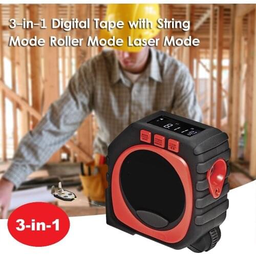 3-in-1 Digital Tape with String Mode Roller Mode Laser Mode LED Digital Display Measuring Tape Laser Digital Tape