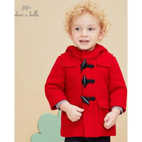 DB16028 dave bella winter baby unisex fashion button cartoon padded hooded coat children tops infant toddler outerwear