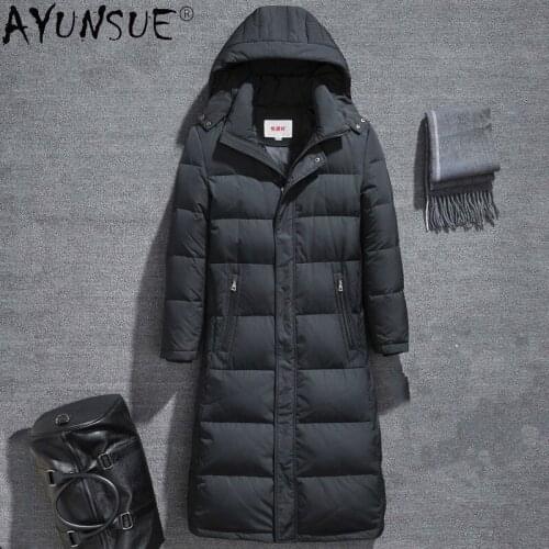 AYUNSUE Long Down Jacket Winter Mens Jackets Thick Mens Clothing Hooded Clothes 5XL Clothes Male 2020 Parkas Ropa Hombre LXR472