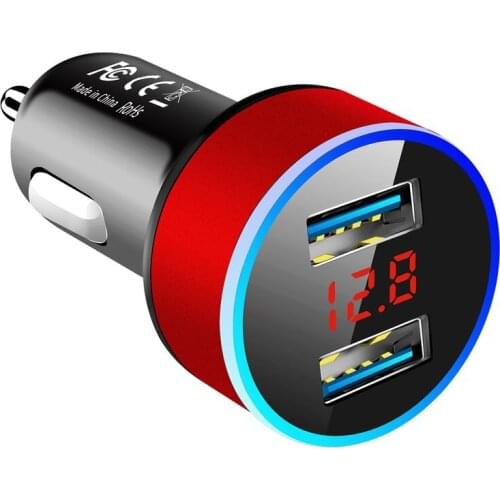 Dual USB Car Charger Adapter 3.1A Digital LED Voltage/current Display Auto Vehicle Metal Charger for Smart Phone/tablet 18w