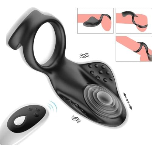 Vibrator Dual Penis Ring Male Prostate Massager Delay Ejaculation Cock Ring Penis Massage Wireless Remote Control Sex Toys Mens