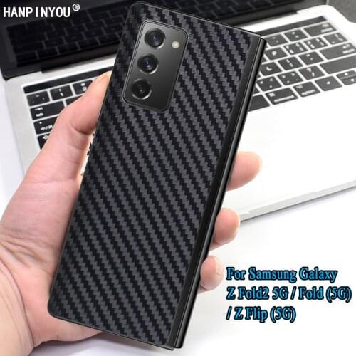For Samsung Galaxy Z Fold2 / Fold / Z Flip 5G New Fashion Back Cover Decal Skin 3D Carbon Fiber Rear Protective Sticker Film