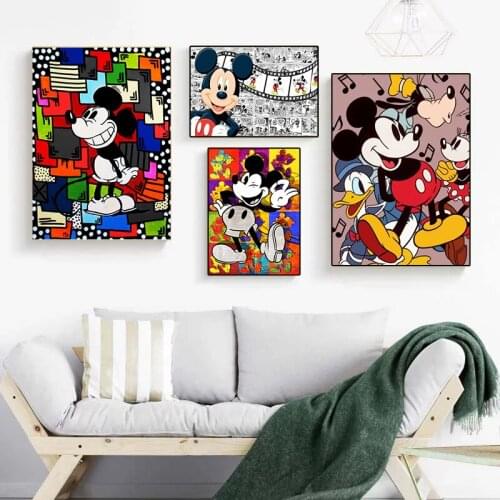 Graffiti Art Disney Mickey Mouse Poster and Print Wall Art Picture Street Art Canvas Paintings Cuadros for Bedroom Home Decor