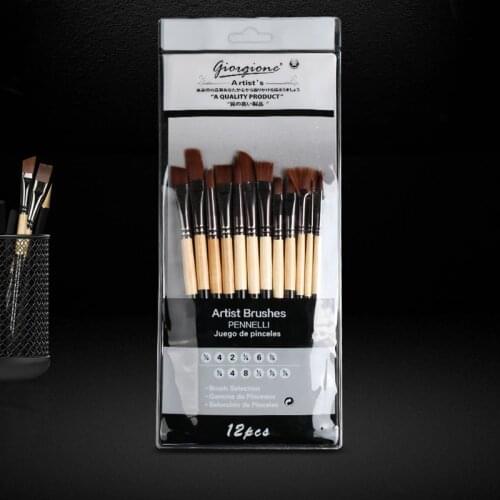 12 pcs Professional Paint Brushes Different Shape Nylon Hair Artist Painting Brush For Acrylic Oil Watercolor Art Supplies