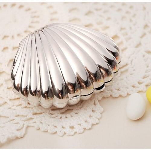 Creative Gold Stamping Silver Shell Candy Box Wedding Birthday Table Dessert Box Decor Happy Birthday Party Decor Gift Box