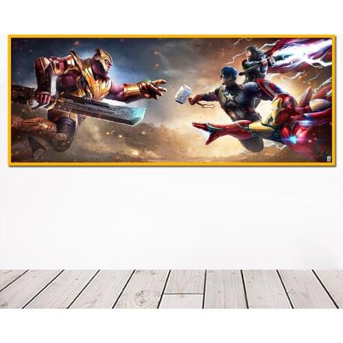 Marvel Avengers VS Thanos Canvas Painting Superhero Movie Large Poster Wall Art Captain America Picture Living Room Home Decor