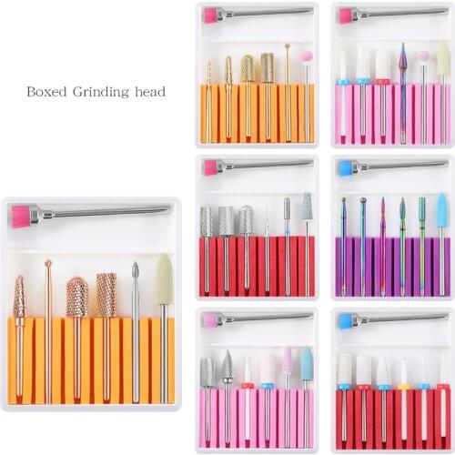 7PCS Ceramic Diamond Nail Drill Bits Set Milling Cutter Set Manicure Rotary Burr Clean Bits Electric Machine Accessory Nail File