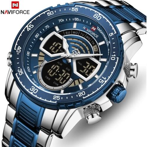 NAVIFORCE Fashion Dual Display Men Watch Stainless Steel Luxury Business Wristwatch Mens Casual Sport Watches Relogio Masculino