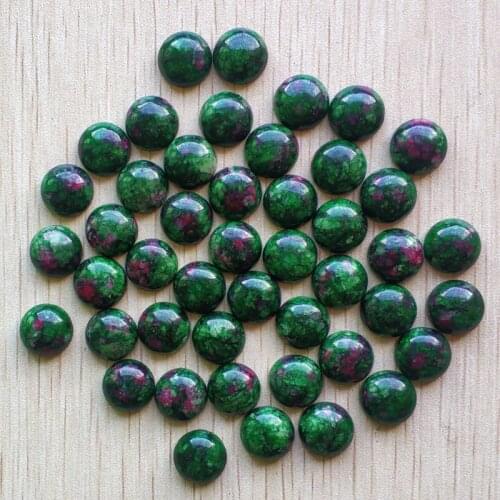 Wholesale 50pcs/lot fashion natural red and green treasure round CAB CABOCHON stone beads for jewelry Accessories 12mm free