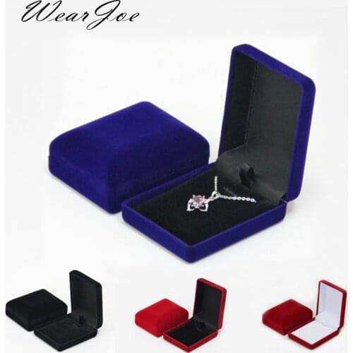Wholesale Pendant Necklace Chain Storage Package Gift Box Soft Black Blue/Red/Velvet Casket Long Earrings Jewelry Organizer Box