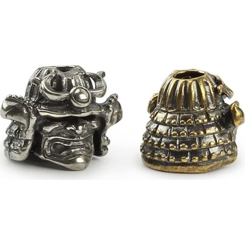 Outdoor Knife Pendant Japanese Helmet Paracord Beads Samurai Brass Knife Skull Beads Umbrella Rope Cord