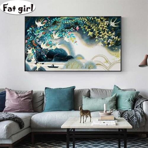 Full Square/Round Drill Spring scene swallow willow branch 5D DIY Diamond Painting Embroidery Cross Stitch Mosaic Abstract art