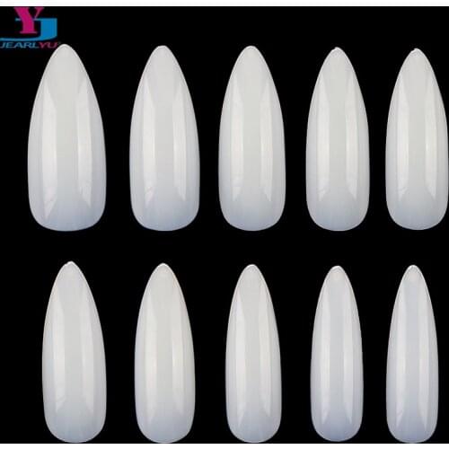 Full Cover 500 Pieces False Nail Seamless Almond Acrylic Natural Art Tips Finger Designer Extra Long UV Gel Faux Ongles