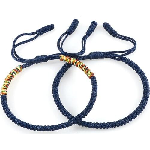 Simple Style Navy Braided Bracelet Tibetan Buddhism Lucky Rope Men Women Bracelets Bangles Handmade Wristband Lover Jewelry Gift