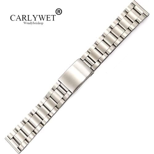 CARLYWET 17 18 19 20mm 316L Stainless Steel Silver Brushed Watch Band Strap Old Style Oyster Bracelet Straight End Screw Links