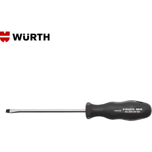 Wurth Screwdriver Slotted Round Blade Red Line SVCM Alloy Chrome Plated Multiple Sizes ISO Certification, Wuerth