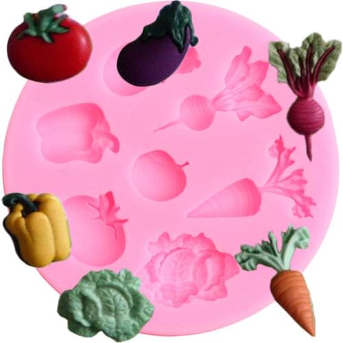 Vegetables Silicone Mold Radish Tomato Cupcake Topper Cabbage Fondant Cake Decorating Tools Eggplant Chocolate Gumpaste Molds