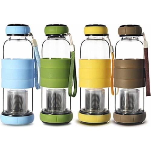 420ml My water jug Pumpkin Cover Glass Water Bottle With Tea Infuser Two-way Communication Anti Scald Outdoor Bottle