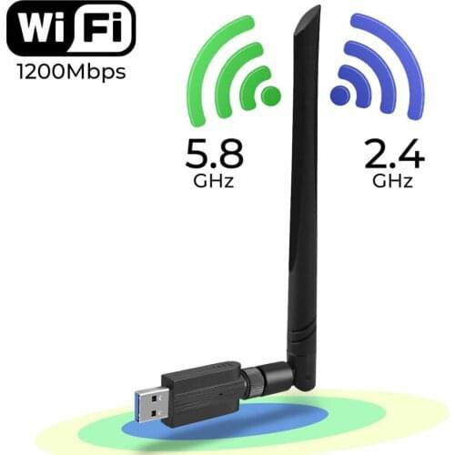 USB3.0 1200Mbps Wifi Adapter Dual Band 5GHz 802.11AC RTL8812BU Wifi Antenna Dongle Network Card For Laptop Desktop