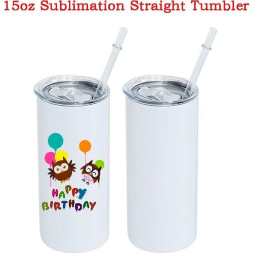 15oz Sublimation Blank Straight Tumbler with Sealed Lids Stainless Steel Water Bottles Cup Double Wall Vacuum Thermos Cups