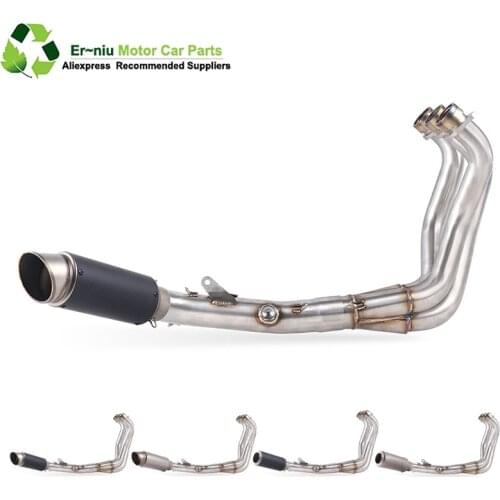 Motorcycle Full System Carbon Fiber Escape Middle Pipe Exhaust Slip on For yamaha FZ09 MT09 MT-09 FZ-09 Tracer 900 2014 to 2019