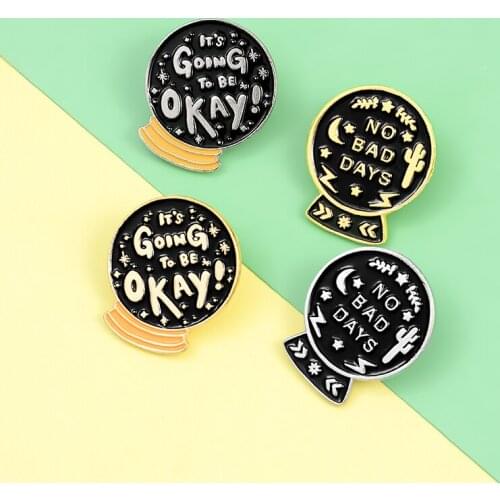 Witchcraft Magic Ball Enamel Lapel Punk Pins Fashion Banner Brooches Badges Gonna Be OK Pins Wholesale Jewelry Gifts For Friends