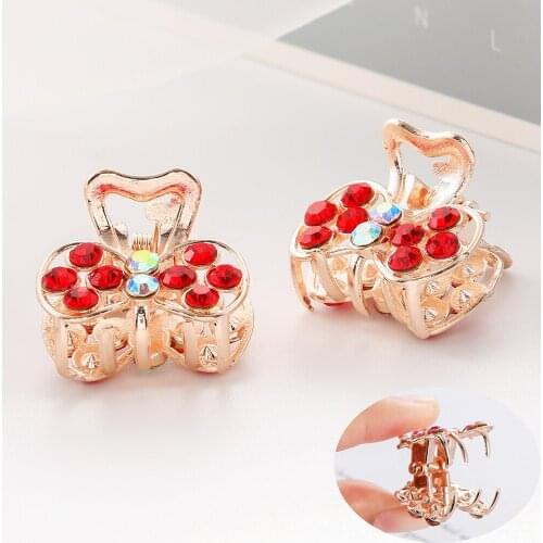 WYBU Six Color Shiny Rhinestone Bow-Knot Hair Claws For Women Rose Gold Plated Hairpins Glitter Hair Clip Girl Headwear Jewelry