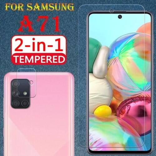2in1 A71Glass with camera lens Tempered Film for Samsung Galaxy A 71 screen protector A 7 1 samsungA71 HD Glas Para