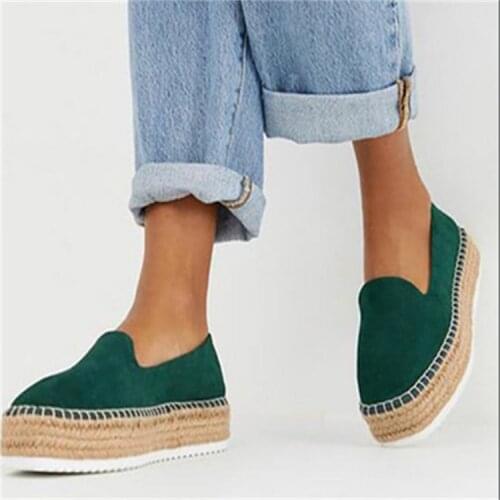 Women New Large Hemp Rope Woven Flat Sole Single Shoes Thick High Rise Cloth Women Platform Sneakers Shoes