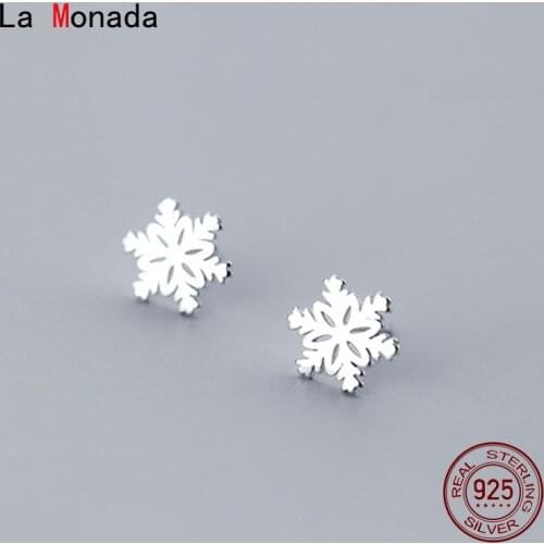 La Monada Fashion Womens Earring Silver 925 Snowflake Ear Piercing 925 Silver Earrings For Women Christmas Silver Stud Earrings
