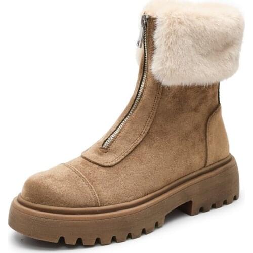 Womens 5cm Heels Zipper Snow Boots Fur Lining Australia Boots Winter Boots for Women Warm Botas Mujer