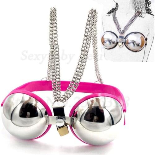 Stainless Steel Female Chastity Bra Device Brassiere Adult Game Chastity Belt Breast Protection Bondage BDSM Sex Toy For Women
