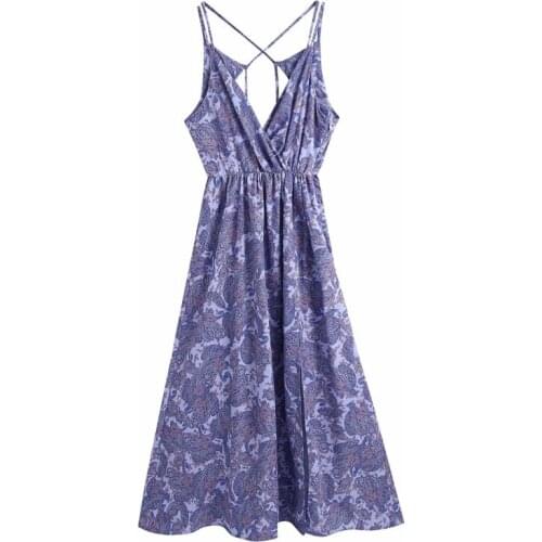 Print bandage dress sexy women V Neck Sleeveless Backless slim Dress 2021 summer Vintage Elegant High waist lace up Midi Dress