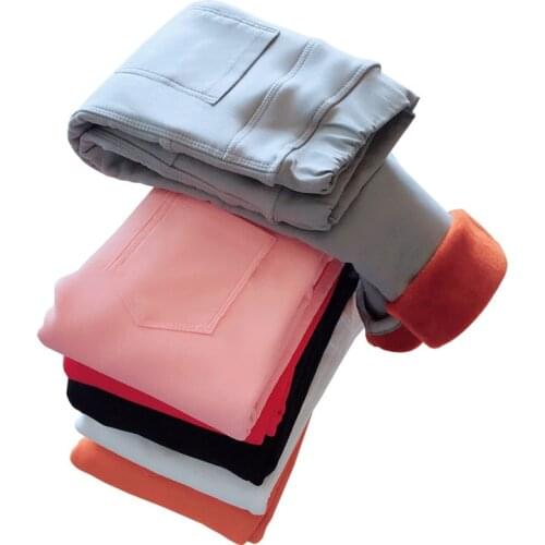 Girls winter leggings baby warm pants childrens trousers kids plus velvet thick stretch pencil pants 3-11 years old