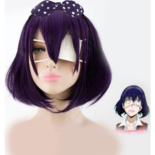 1pcs Anime Cartoon Kakegurui Short Wig Midari Ikishima Synthetic Hair Cosplay Prop Decor for Women Girl Christmas Gift