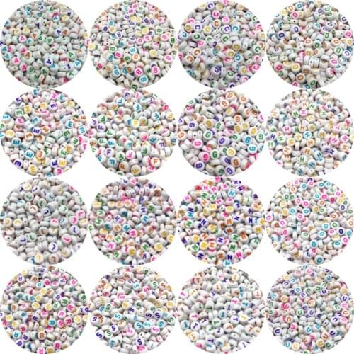 100pcs/Lot 7mm Acrylic Spaced Beads Oval Shape Letter Alphabet Beads For Jewelry Making DIY Handmade Charms Bracelet