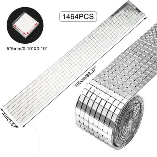 1464 Pcs Mirrors Mosaic Tiles DIY Handmade Home Decoration Self-Adhesive Mini Square Glass Decorative Craft Stickers JU0088