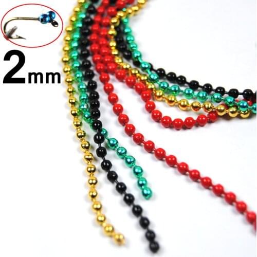 [ 2PCS ] 30cm 2mm Small Fly Tying Bead Chain Eyes Dumbell Chains Multiple Color Black Silver Gold Green Red