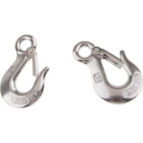 2packs 1/4' Stainless Steel Eye Hook Clevis Safety Latch for Winch Cable UTV