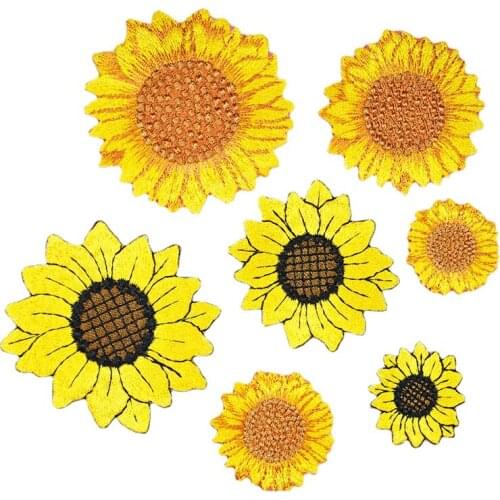 20pcs/lot Luxury Large Embroidery Patch Sunflower Clothing Decoration Sewing Accessory Diy Iron Heat Transfer Applique