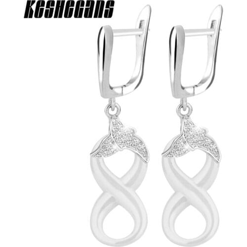 2017 Fashion Brand All-match Simple Style Letter 8 Shape Infinity Symbol Gold Color Ceramic Earring For women Studs Pins As Gift