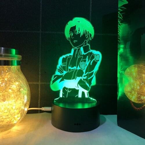 Anime Levi Ackerman 3D LED Night Light For Attack on Titan For Home Decor Child Birthday Gift Cartoon Table 16Color Lamp