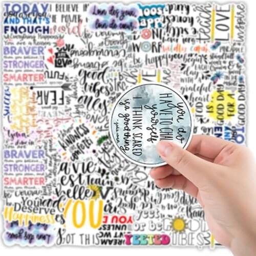 50Pcs/Set Wholesale Inspirational English Words Sticker For Skateboard Laptop Luggage Bicycle Decal Kids Gifts