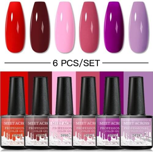 2/4/6pcs/set Nail Gel Polish Set Pure Glitter Color Soak Off UV Gel Base Coat Matte Top Coat Varnish Nail Gel Nail Art Manicure